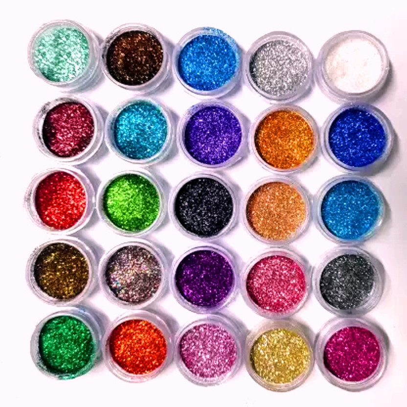 Mahir Glitter 25 Color Nail Art Decoration Nail Glitter Powder (Golden + Silver + Multicolor)((Golden + Silver + Blue + Green + Red + White + Pink + Orange + Multicolor))