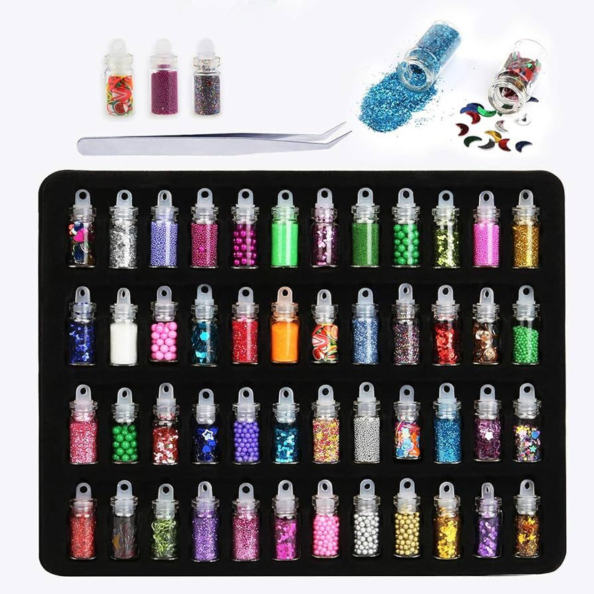 Liptick Nail Glitter Set 48 Bottles For Girls Womens(Multicolor)