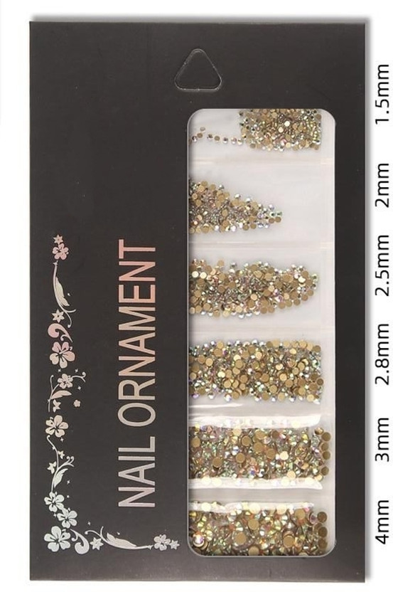 RANORE Crystal Nail Art Rhinestones Glitter Diamond 3D Tips Decoration(GOLD-18G)