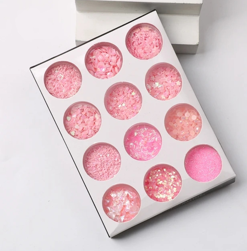 RANORE Nail Art Glitter set of 12(pink)