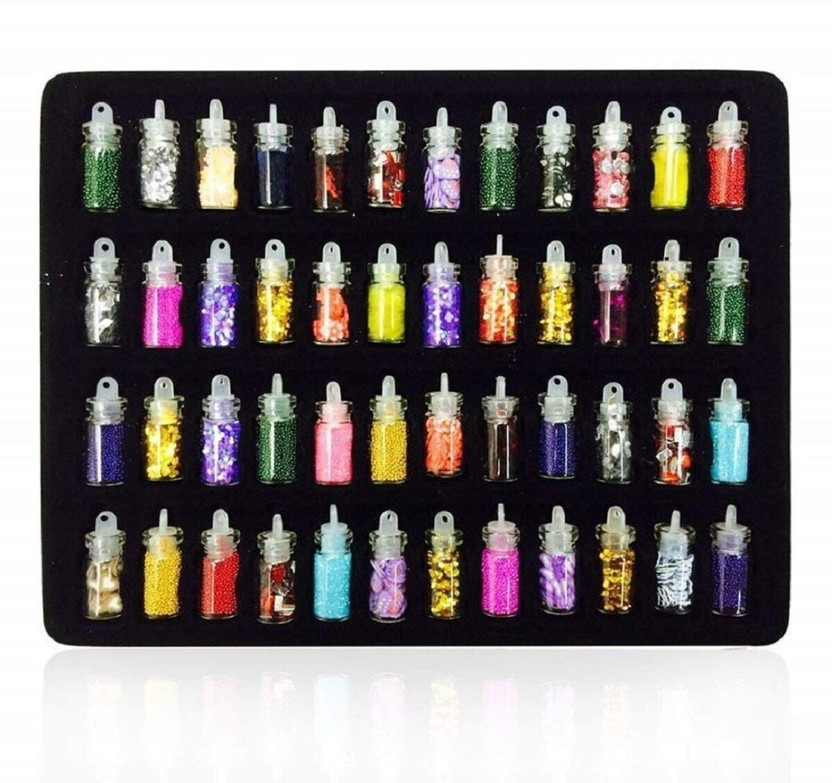 Grapits Nail Art Sequins Glitter Stickers Powder Manicure Polish Mixed Design Case Set(Multicolor)