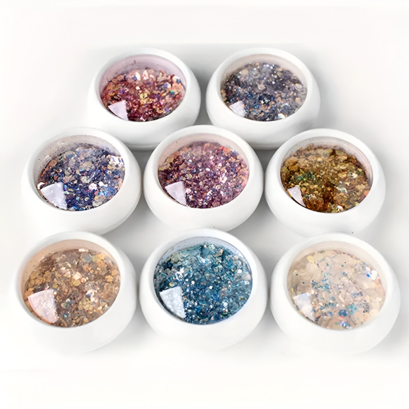 Adoere 8 Bottle Nail Glitter Flakes Shining Mixed Flake DIY Glitter Sequin Resin Sequin(Multicolor)