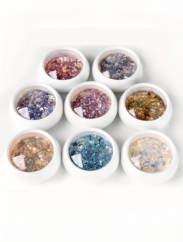 Adoere 8 Bottle Nail Glitter Flakes Shining Mixed Flake DIY Glitter Sequin Resin Sequin(Multicolor)
