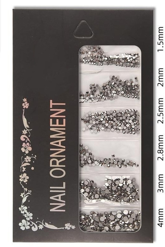 RANORE Crystal Nail Art Rhinestones Glitter Diamond 3D Tips Decoration(GRAY)