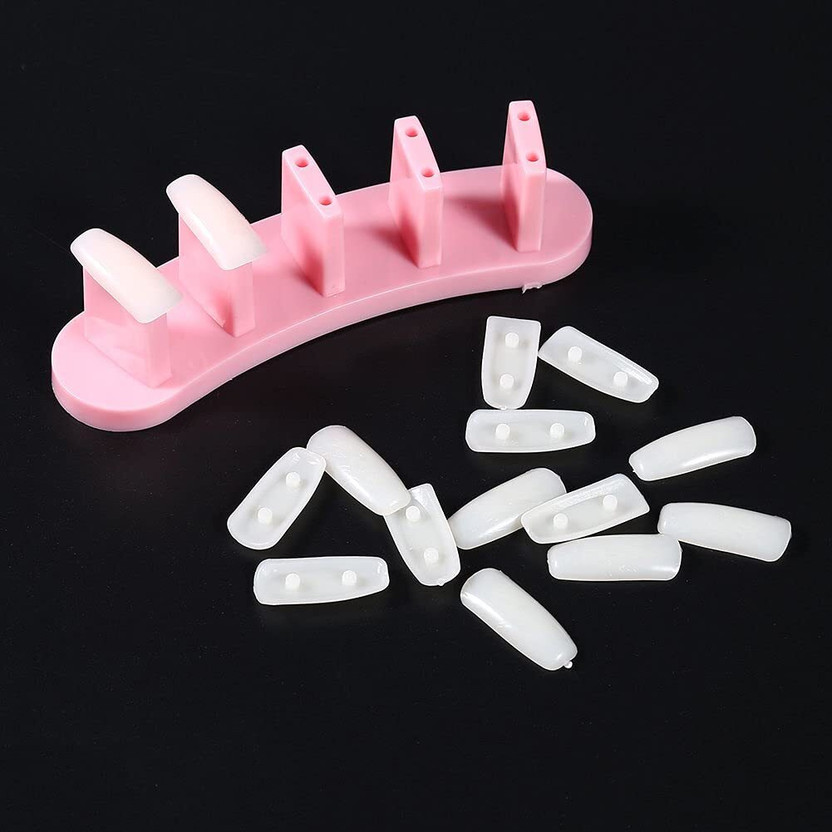 RUBY FACE 3pcs False Nail Art Tips Practice Display Stand Tool(10 pcs False Nail Tips for Gel Nail Polish DIY Nail Training Tools)
