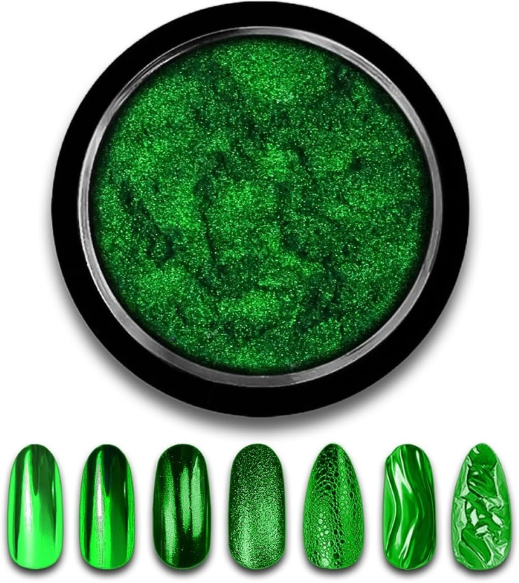 feelhigh Professional Nail Art Chrome Mirror Glitter Pigment Powder(Dark Green)