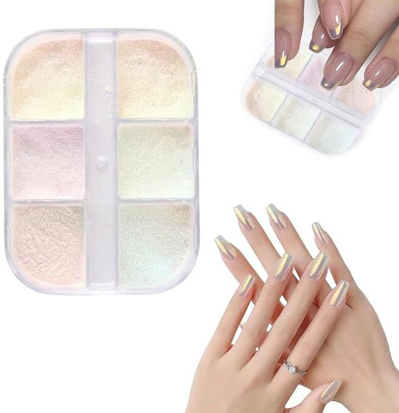 Ezliving Nail Powder 6 Colours Nail Glitter(MULTICOLOR)