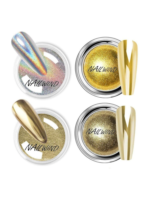 NAILWIND NAILWIND Chrome Nail Powder 4 Colors GOLDHolographic Pigment Powder(GOLD SHADE) - Flipkart Deal