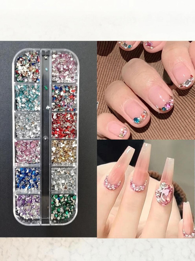vhbie 3D Colourful Crystal Nail Rhinestones(Multicolour)
