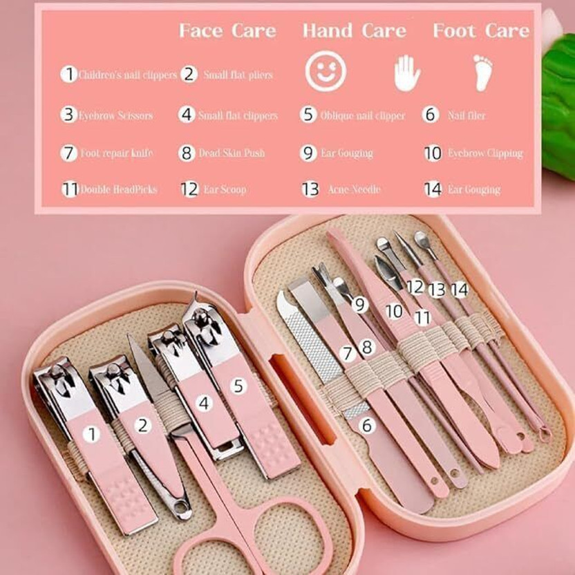 Homvica 14 Pcs Set Toenail Clipper, Fingernail Clipper & Nail File, Ear Cleaner