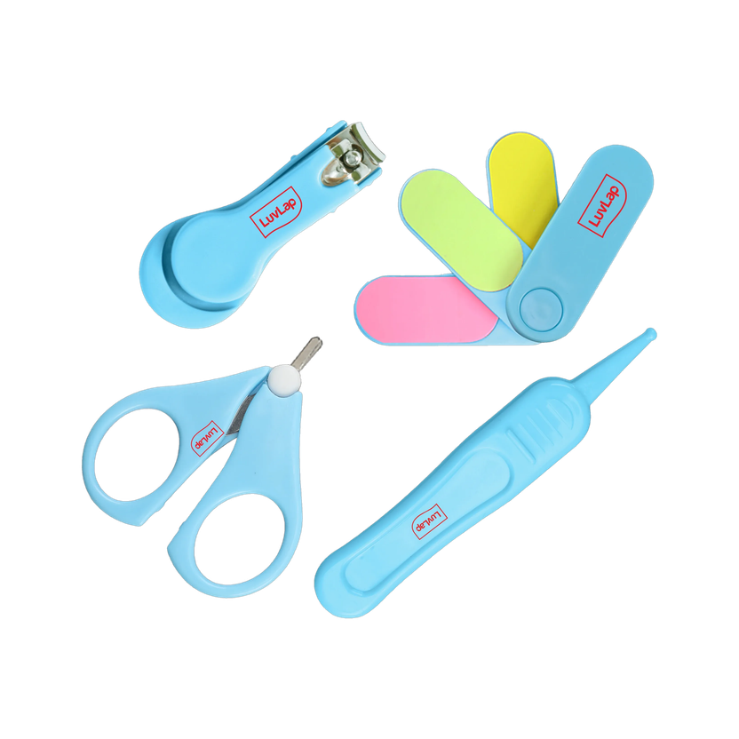 LuvLap Baby Grooming Scissors & Nail Clipper Set/Kit, Manicure Set, 4pcs, 0m+