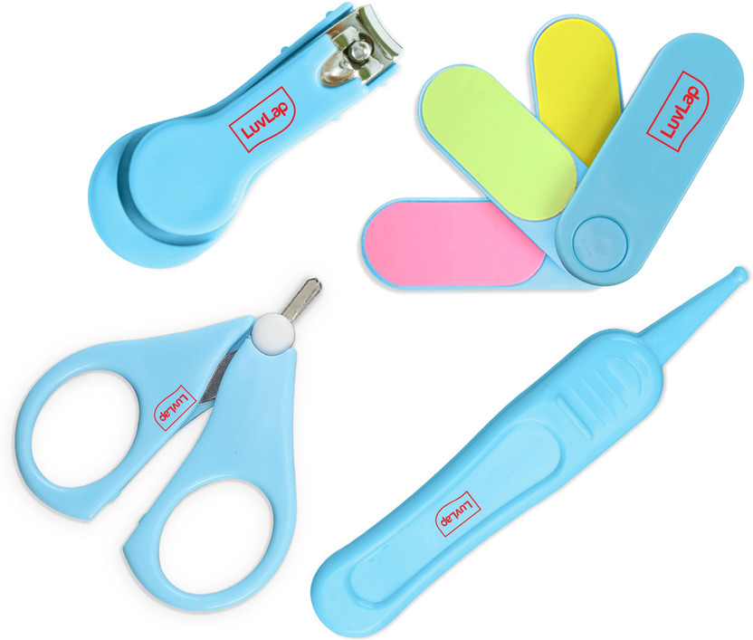 LuvLap Baby Grooming Scissors & Nail Clipper Set/Kit, Manicure Set, 4pcs, 0m+