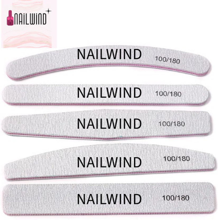 NAILWIND 5Pcs Nail Filer Professional 100/180 Nail File Set Multi Shaped Fingernail files(Set of 5)