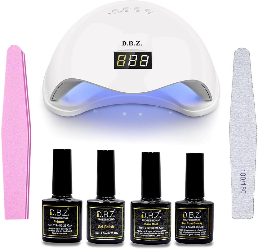 D.B.Z. Gel Nail Polish Starter Kit, Gel Nail Kit with 48W UV LED Lamp(7.5 ml, Set of 7)