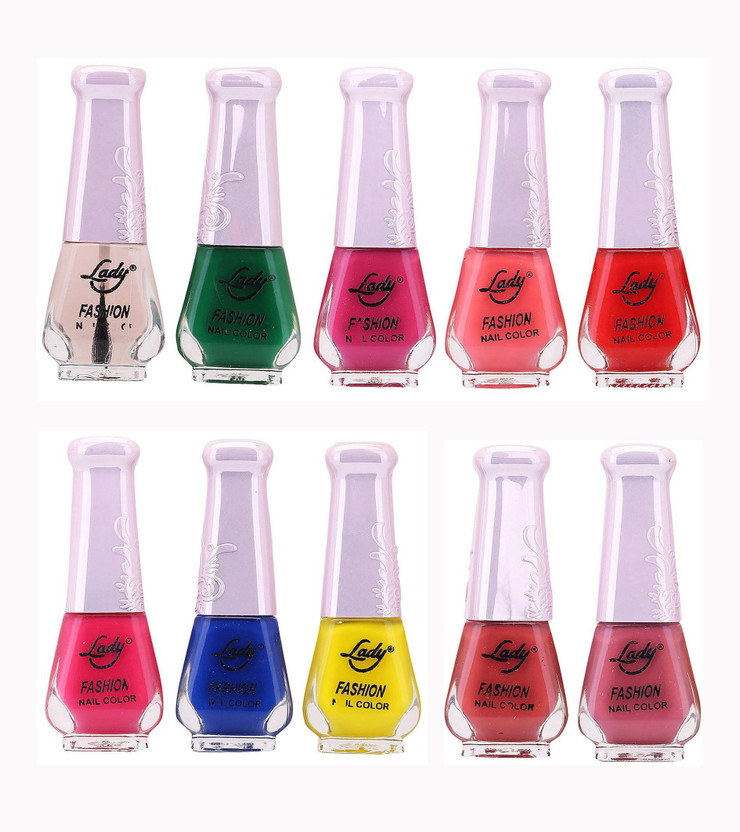Lady FASHION Wholesale Price Trendy Nail Polish 0303201762 Multicolor,(Pack of 10)