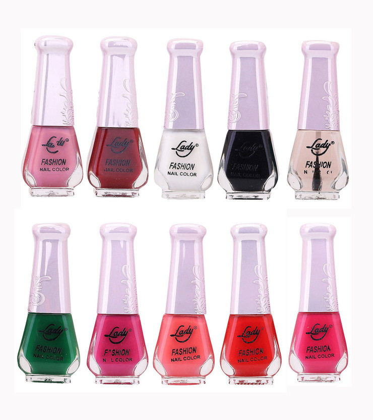 Lady FASHION Wholesale Price Trendy Nail Polish 0303201758 Multicolor,(Pack of 10)