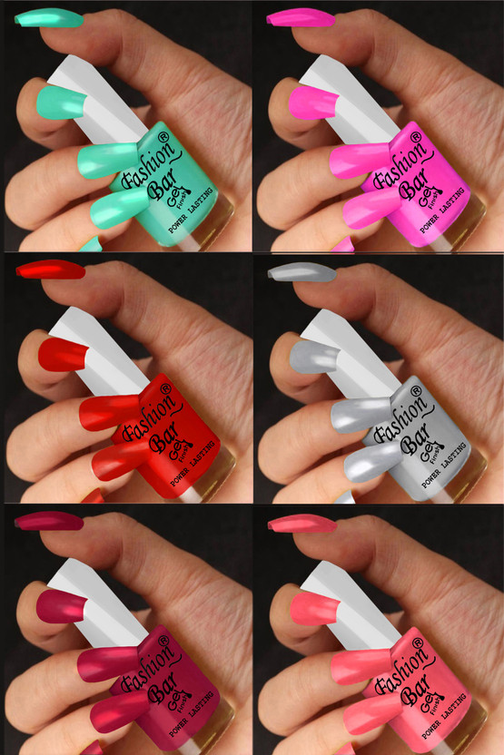 Fashion Bar Online For Vibrant And Beautiful color Nail Polish Set S10P6 Multicolor(Pack of 6)