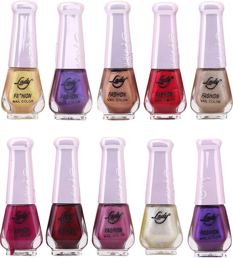 Lady FASHION Wholesale Price Trendy Nail Polish 0303201710 Multicolor,(Pack of 10)