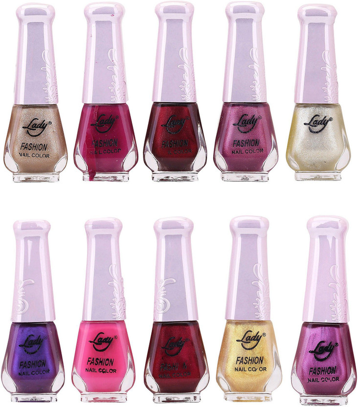Lady FASHION Wholesale Price Trendy Nail Polish 0303201714 Multicolor,(Pack of 10)