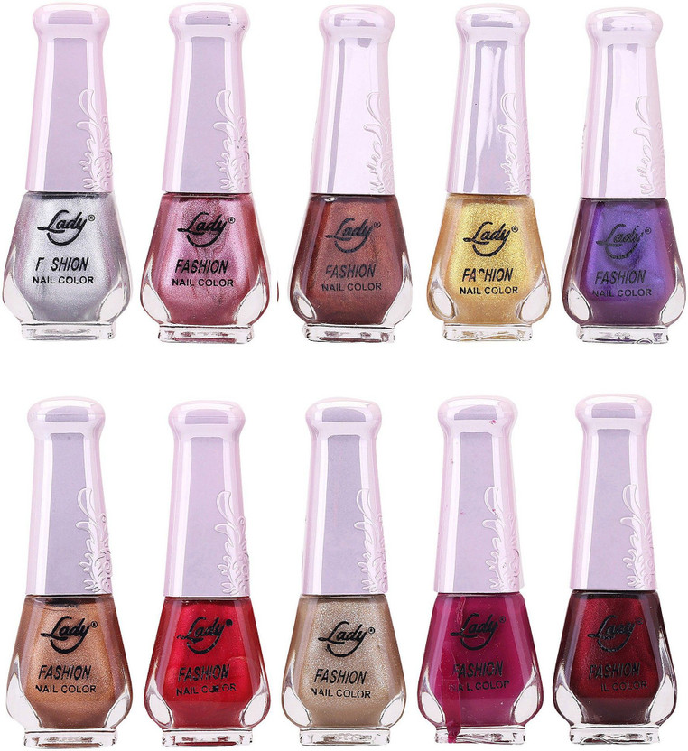 Lady FASHION Wholesale Price Trendy Nail Polish 0303201707 Multicolor,(Pack of 10)