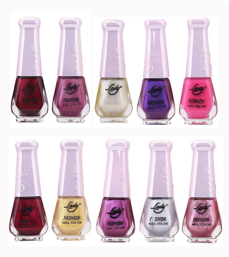 Lady FASHION Wholesale Price Trendy Nail Polish 0303201716 Multicolor,(Pack of 10)