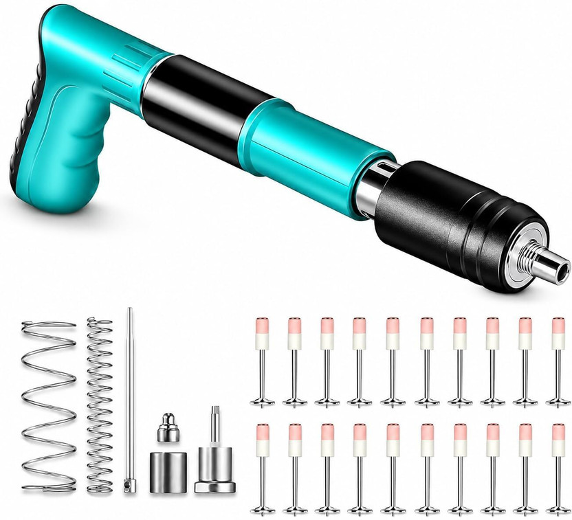 Stravix Nail Gun with 20 Nails for Masonry Wall Heavy Duty Steel Small Nail Gun with Rubber Handle for Household Woodworking Cordless  Nailer(10 gauge)