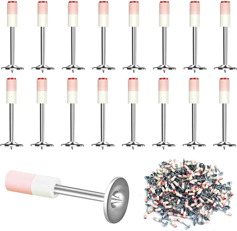Maitri SN-DRIVE-PIN-50PCS-SS 50Pcs Insulation Drive Pin Nails with Plastic Collar, Stainless Steel Wall Fixin Cordless  Nailer(50 gauge)