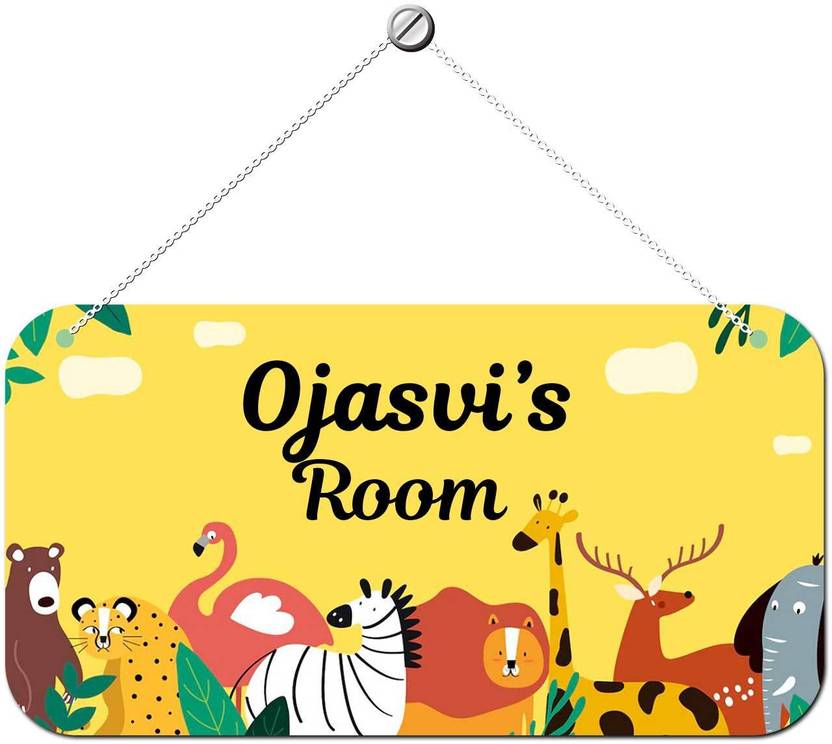 ARTBUG Wooden Ojasvi Door Sign Kids Room Name Plate Price in India