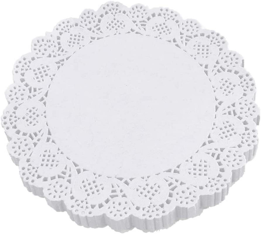 Hospitality Round White Paper Lace Doilies for Cakes,Deserts, Baked Treat Display 14" White Paper Napkins(100 Sheets)