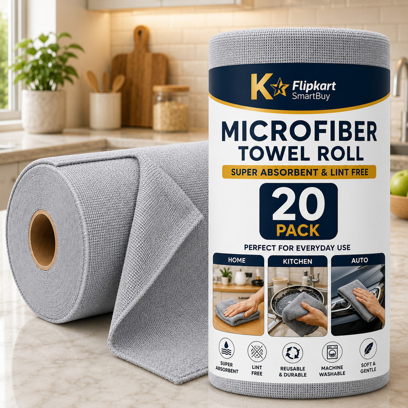 Flipkart SmartBuy Microfiber Cleaning Cloth Roll 20 Sheets Grey Cloth Napkins(20 Sheets)
