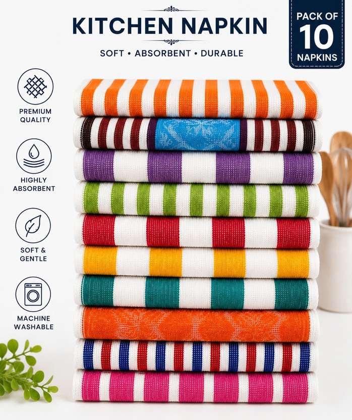 X20 X20 COTTON HIGH ABSORBENT HAND TOWELS , FOR DAILY AND KITCHEN USE - NAPKIN-108 Multicolor Cloth Napkins(10 Sheets) - Flipkart Deal