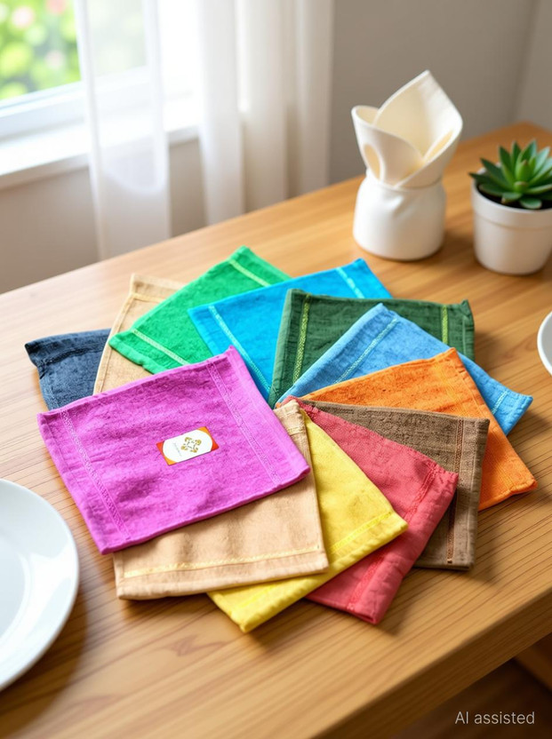 Terry Retail Face Towels Multicolor Cloth Napkins(12 Sheets)