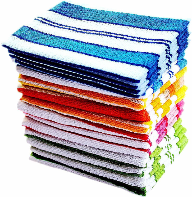Ayus Cotton Kitchen Towel | Fridge Table Kitchen Platform Cleaning Towel Set of 10 Multicolor Cloth Napkins(10 Sheets)