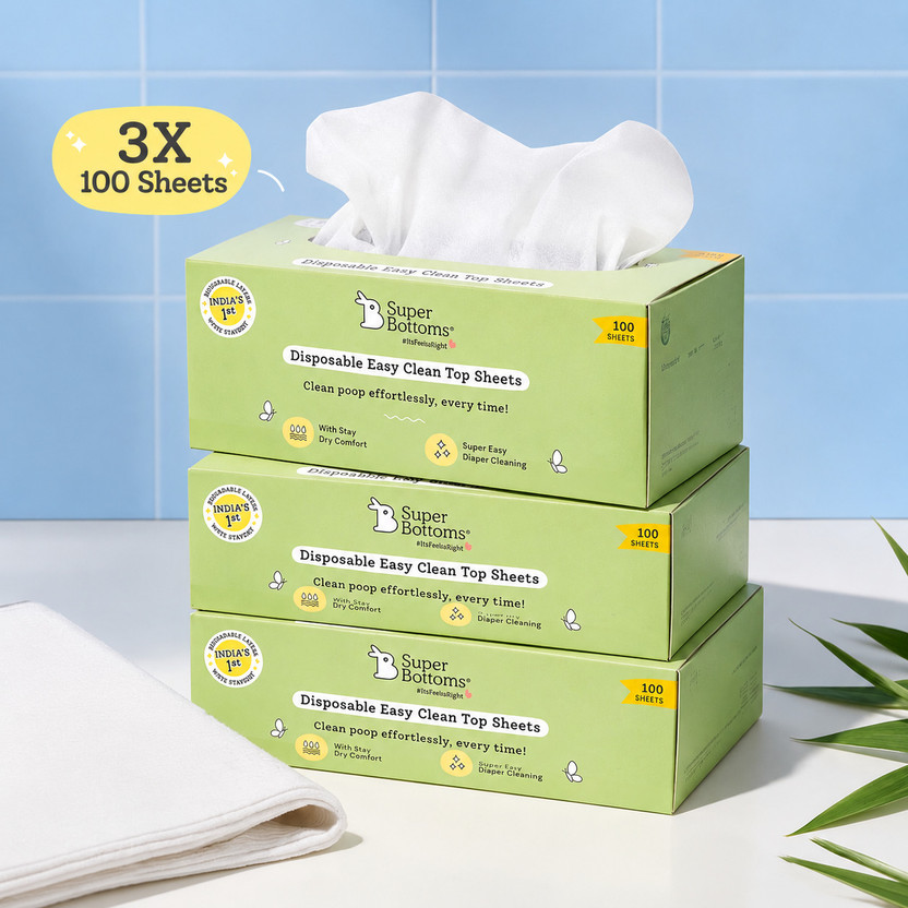 Superbottoms Disposable Easy Clean Top Sheets |Diaper Liners |Hypoallergenic |Pack of 100 * 3
