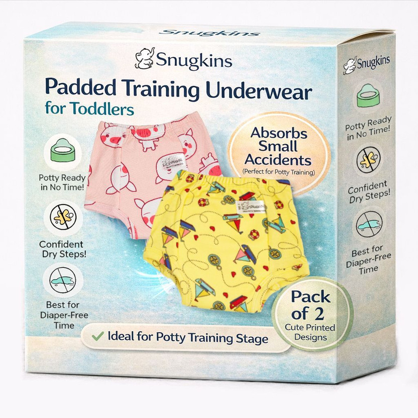 SNUGKINS Padded Underwear for Babies & Toddler Size 1 (1-2 years) Pack of 2
