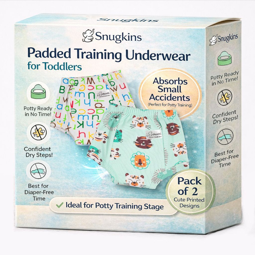 SNUGKINS Padded Underwear for Babies & Toddler Size 1 (1-2 years) Pack of 2