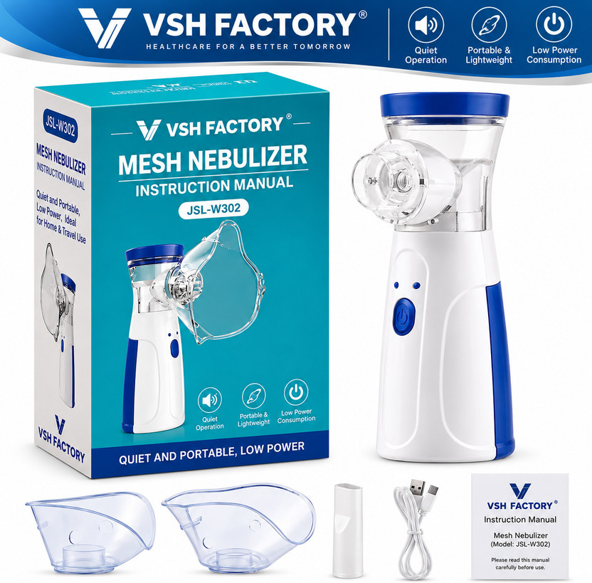 VshFactory Latest Portable Mesh Nebulizer Machine for Adults & Kids Nebulizer(White)