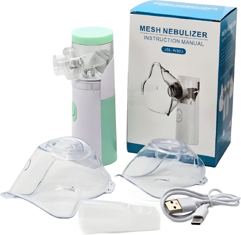 CRETO [JSL-W303 Portable Mesh Nebulizer Device for Adults/Kids] Nebulizer(White, Green)