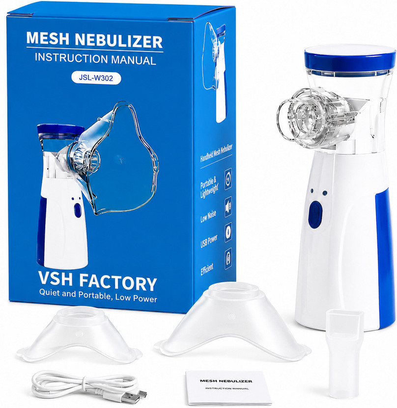 VshFactory Portable Mesh Nebulizer Machine for Adults & Kids Nebulizer(Blue, White)