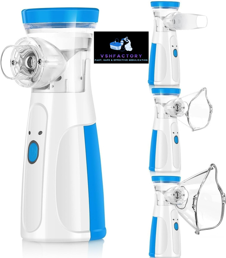 VshFactory Portable Mesh Nebulizer, Silent and Compact Nebulizer Machine for Adult and Kids Nebulizer(White,Blue, Effective for Cough, Asthma,Steam Inhaler for Cold and Cough)