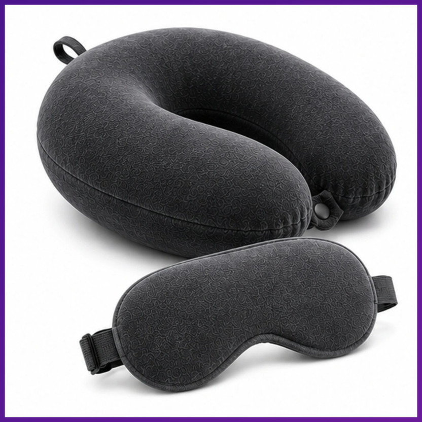Vinodex U Shape Memory Foam Travel Neck Pillow Comfortable Support Cushion Neck Pillow(Black)