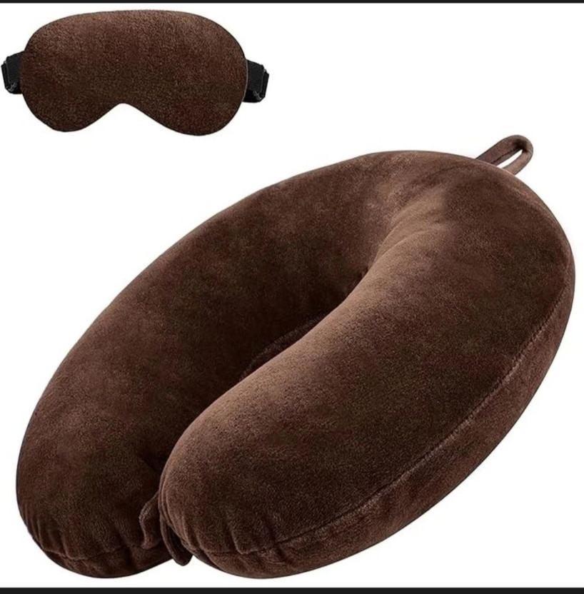 tyagicollection Brown U Shape Neck Pillow & Eye Shade Neck Pillow(Brown)