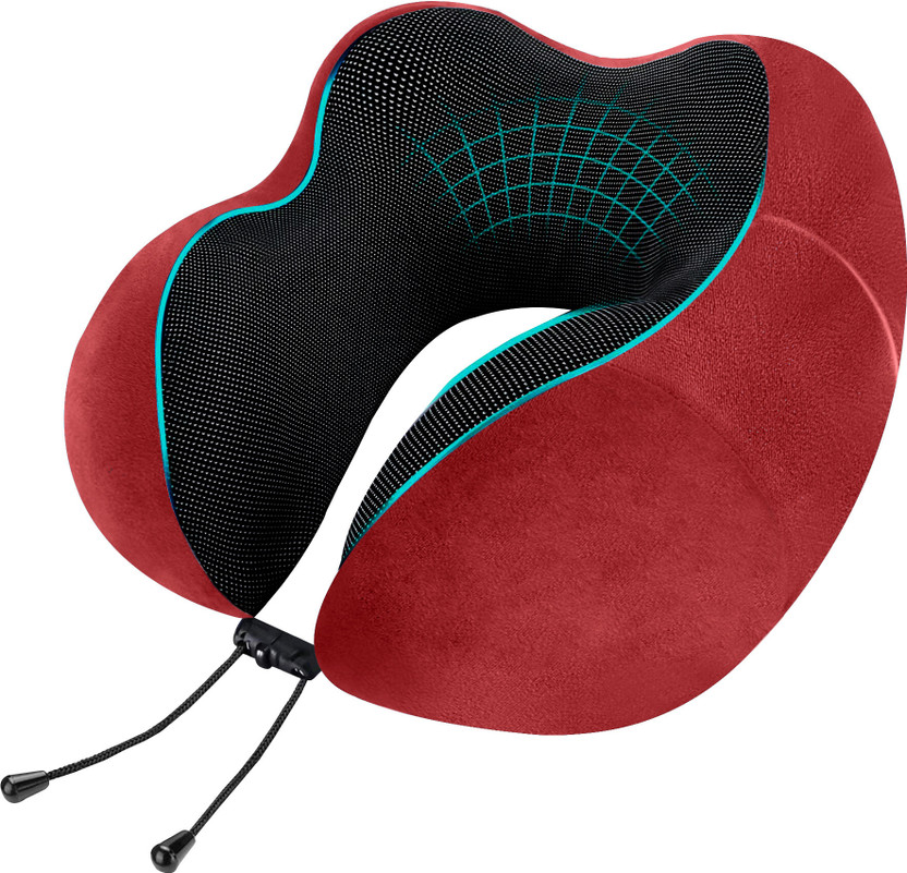Greeli Premium Memory Foam Neck Support Pillow for Travel Comfortable and Portable Neck Pillow(Red)