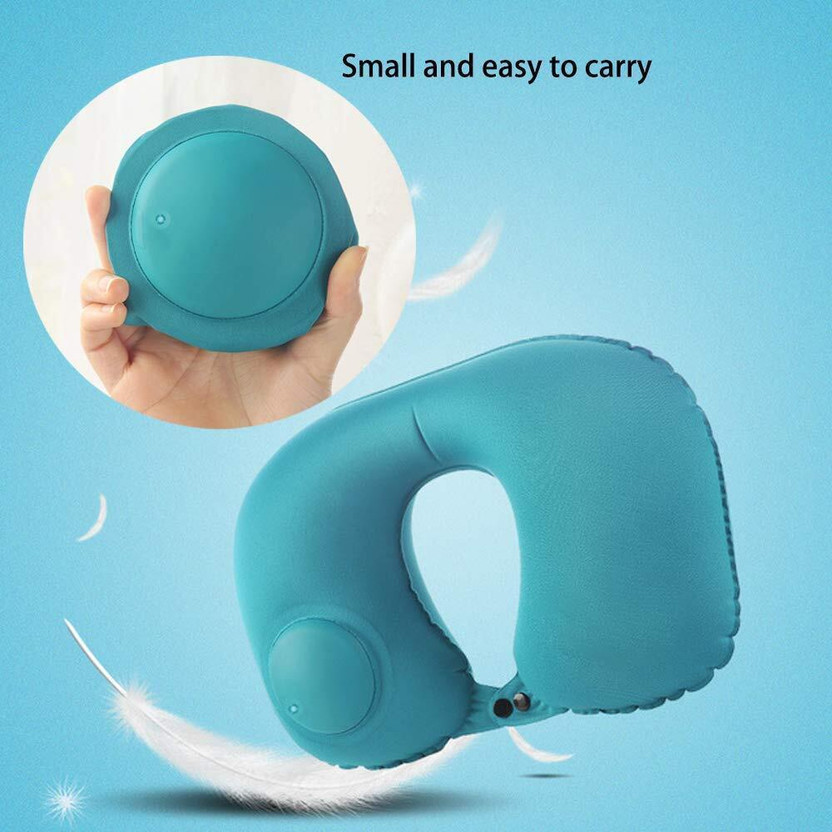 PIXEL ENTERPRISE Foldable Travel Pillow That can be inflated at The Push of a Button Neck Pillow(LIGHT GREEN)