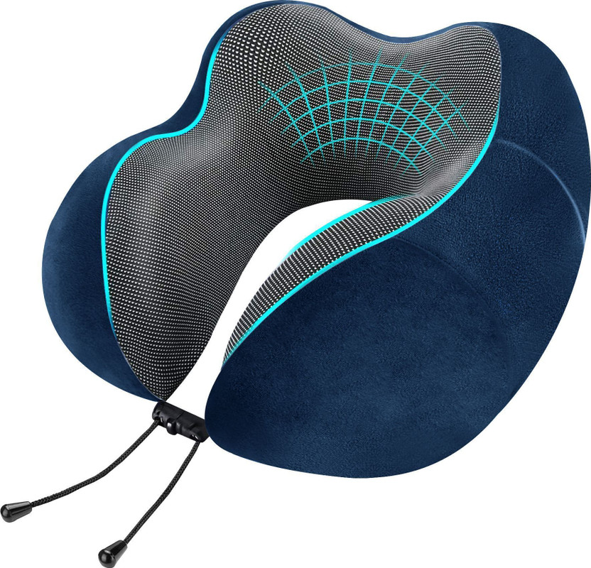 Greeli Premium Memory Foam Neck Support Pillow for Travel Comfortable and Portable Neck Pillow(Navy Blue)