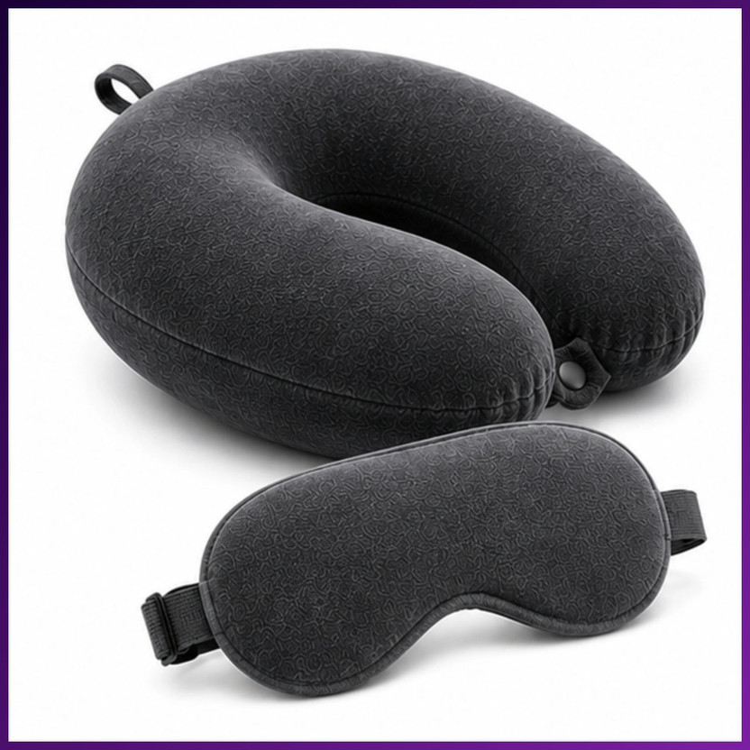 Vinodex Memory Foam Travel Neck Pillow Soft Support U Shape Grey Neck Cushion Neck Pillow(Black)