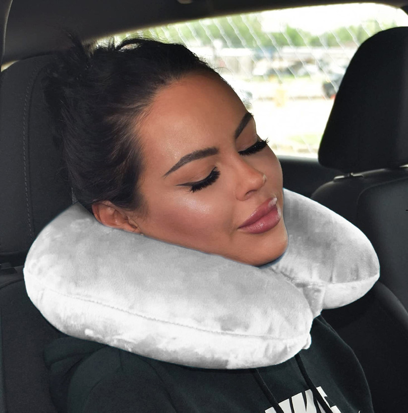 Varnar Velvet Unisex Soft U Shape Neck Rest Pillow for travel flight, train, bus, car Neck Pillow(White)