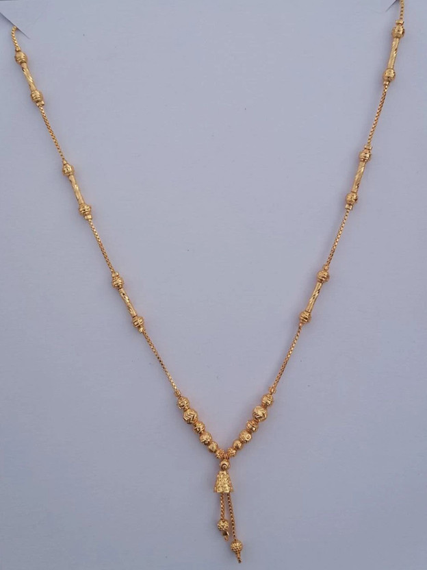 S K D J Gold Necklace For Women Beads Gold-plated Plated Brass Necklace Beads Gold-plated Plated Brass Necklace