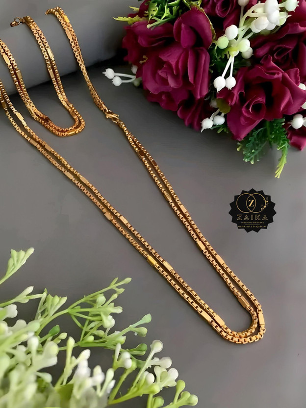 Zaika MOHINI MOP M.S. DUBBLE BOX 30" inch LONG FOR WOMEN AND GIRLS Gold-plated Plated Brass Chain