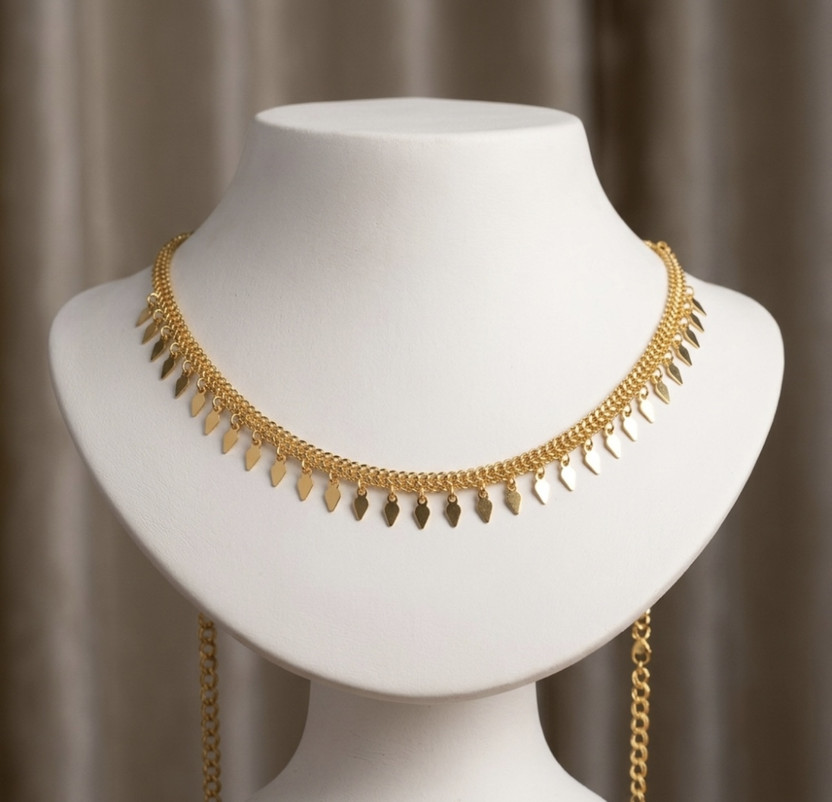 YuvaRani Jewels Gold Elakkathali Single layer necklace or Chocker 2in1 Gold-plated Plated Brass Necklace